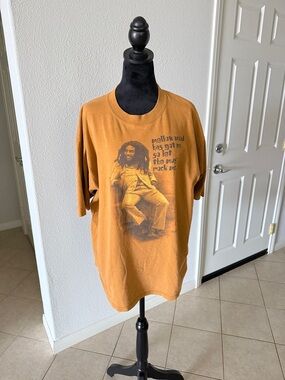 crown & ivy Men's Graphic Tee in Mustard Bob Marley